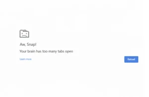 Image of the chrome browser's error page, with a humorous caption written on it for Instagram.