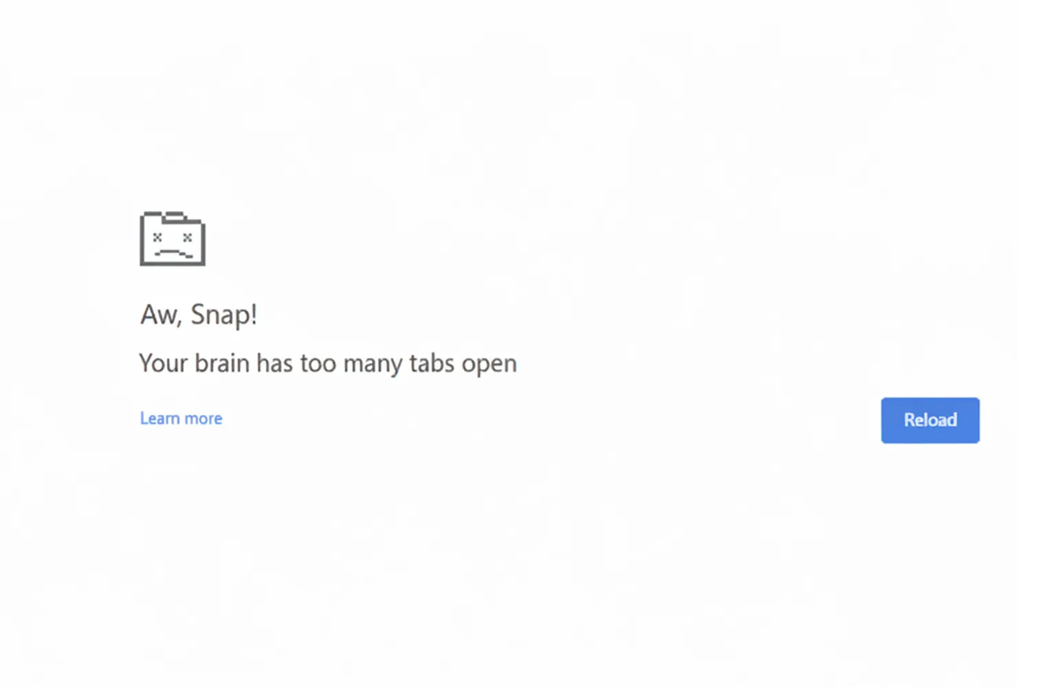 Image of the chrome browser's error page, with a humorous caption written on it for Instagram.